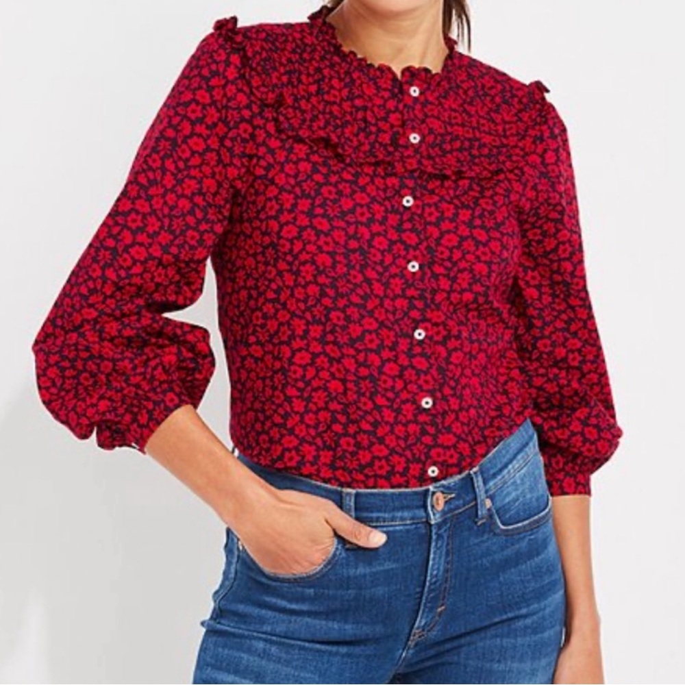 Size 8 | Vineyard Vines | Wildflowers Pleated Yoke | Blouse